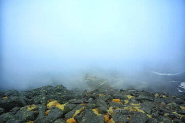 mountains rocks stones fog landscape, background minimalism