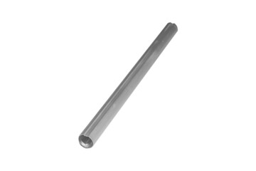 A small aluminum tube with a recess for telescopic mechanisms, isolated on white.