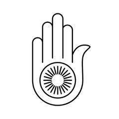Jainism linear icon. Black religious symbol of Jainism or Jain Dharma. Vector illustration. Ahimsa isolated icon