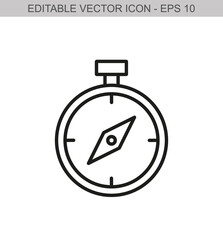 Compass sign. Editable stroke line icon. Vector illustration
