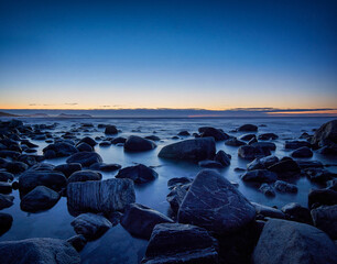 Blue hour on Alnes beach, Norway