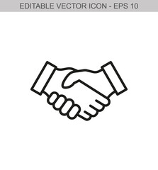 Handshake sign. Editable stroke line icon. Vector illustration