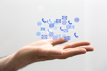 3D rendering flying email icon and web flying