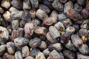 Dates fruit close up, fresh raw ripen sweet palm food Ramadan ingredient photo