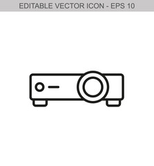 Overhead projector. Editable stroke line icon. Vector illustration - obrazy, fototapety, plakaty