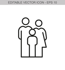 Parent and child. Editable stroke line icon. Vector illustration