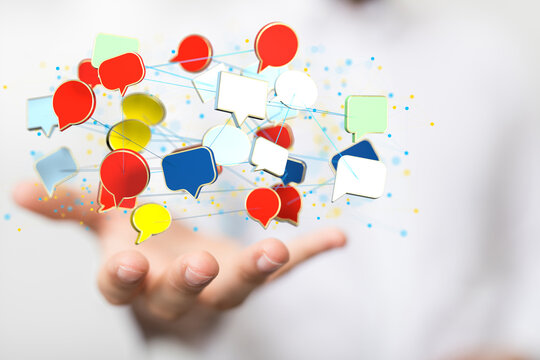 3D rendering flying email icon and web flying