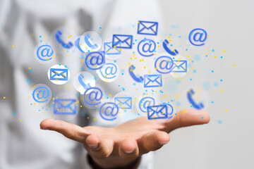 3D rendering flying email icon and web flying