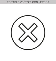 Fototapeta premium Wrong mark sign. Editable stroke line icon. Vector illustration