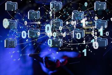 Cloud technology. Polygonal wireframe art looks like constellation