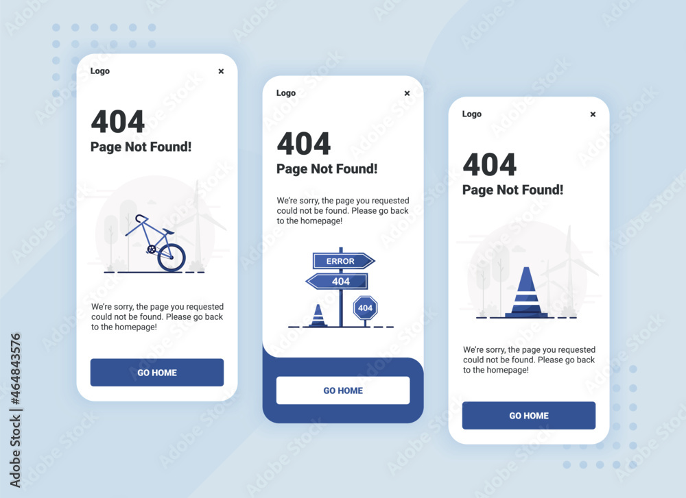 Wall mural 404 error pages. ui web template. page not found. mobile app