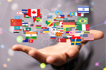 international counties flags - 3D realistic.