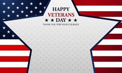 Veterans Day Background Poster. November 10. With USA flag, and copy space area. Premium and luxury illustration vector design
