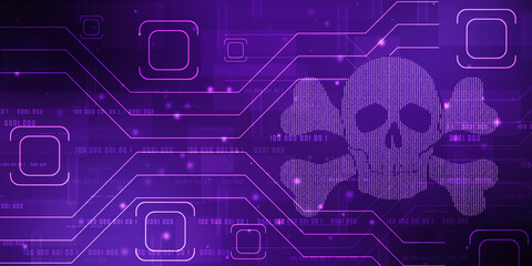 2d illustration abstract binary skull 
 