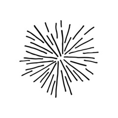 Fototapeta premium Festive doodle style fireworks at the party. Hand drawn illustration.