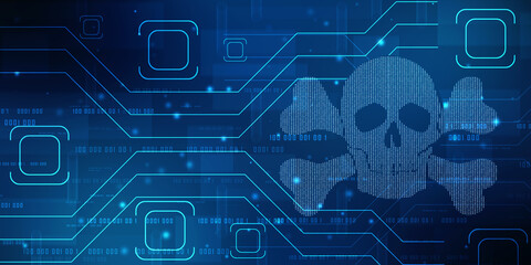 2d illustration abstract binary skull 
 