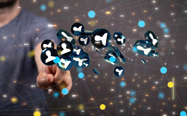 videoconference group of people talking in social network
