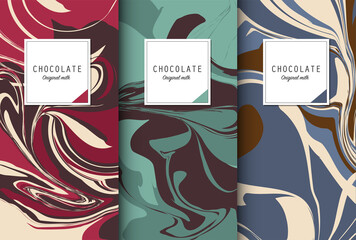 Obraz premium Chocolate bar packaging set. Trendy luxury product brand template with label pattern for packaging