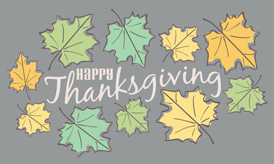 Happy Thanksgiving vector banner. Hand-drawn clipart for Thanksgiving Day.