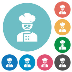 Fototapeta premium master chef with glasses and mustache flat round icons