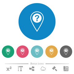 Unknown GPS location flat round icons