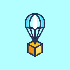 Flat, Colorful, Playful, Smart, Modern, Air Baloon Cube Vector Logo Icon Illustration