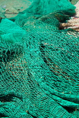 Colorful fishing nets ready to be shipped and used at sea