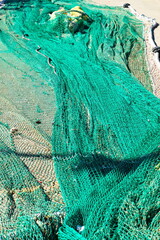 Colorful fishing nets ready to be shipped and used at sea