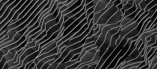 Black polygonal surface 3D rendering background