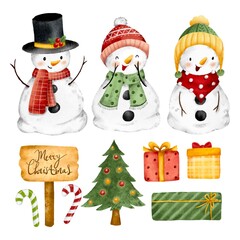 Set of Christmas snowman 