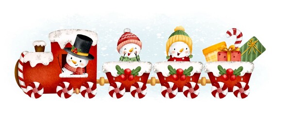 The snowman in the Christmas train 