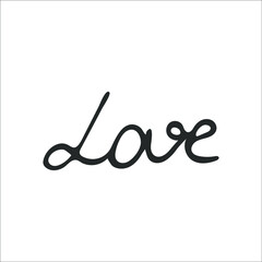 Hand-drawn Christian inscription and word "Love" isolated on white background. Calligraphic inscription. Religion and Christianity. God is love. Christian words and phrases. Vector illustration