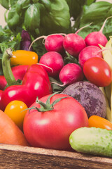 Fresh vegetables as healthy ingredients containing vitamins and minerals using for cooking dishes