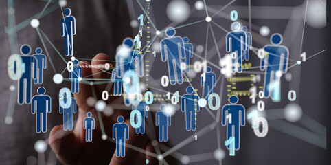 Digital technology background. Network connection dots and lines.