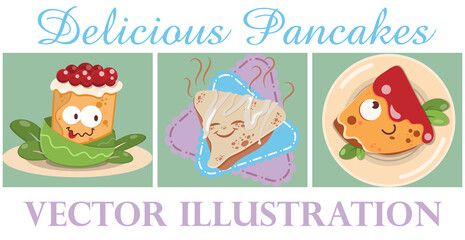 Vector illustration of delicious pancakes