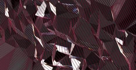 3d render, abstract magenta crystal background, faceted texture, macro panorama, wide panoramic polygonal wallpaper