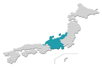 キューブドットの3D日本地図　中部地方