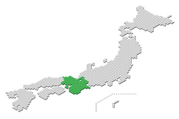 キューブドットの3D日本地図　近畿地方
