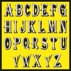 Stylish Alphabet with Striped Shadow. Original Old School Retro. Vector Illustration.