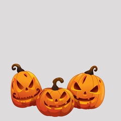 Three Cute pumpkins Vector