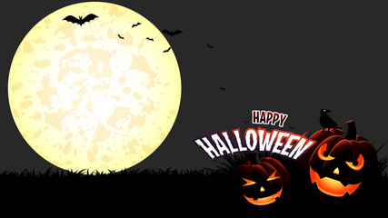 Halloween Moon And Pumpkin vector