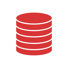Coin stack vector icon. Red symbol