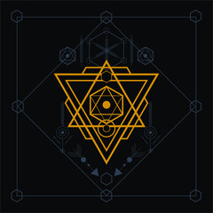 Luxury, Geometric, Abstract,  Gold And Grey Colored Esoteric Symbol Vector illustration