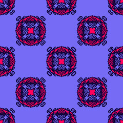 Decorative Asian Folk Seamless Pattern. Ornament of Asian Nomads: Kyrgyz, Kazakhs, Bashkirs, Tatars, Yakut, Mongols. Ethnic Vector Illustration for Paper Products, Textiles.