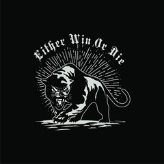 Black And White Motivational Black Panther T-shirt Design Illustration