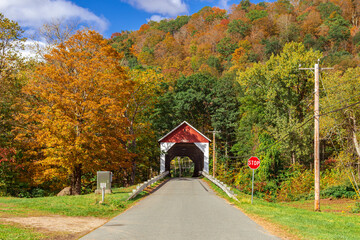 autumn covered bridge