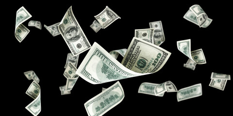 Money falling. American money. Washington American cash, usd background.