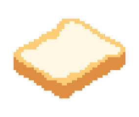 Toast with butter pixel art. pixelated Peanut Butter Bread Slice 8bit. Food vector illustration