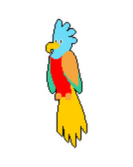 Parrot pixel art. pixelated Talking bird for pirate 8 bit. vector illustration