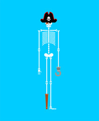 Skeleton pirate isolated. Filibuster dead. vector illustration